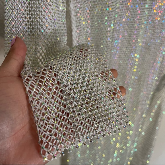 ZARA | NWT! Rhinestone Diamonds Mesh Maxi Dress Size: Large - Zara Blogger Fav - Picture 6 of 10